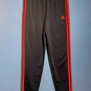 Adidas Kids Black Joggers with Red Accents
